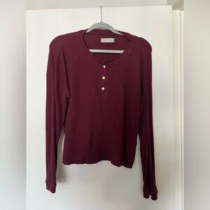 Everlane Maroon Waffle Henley Top